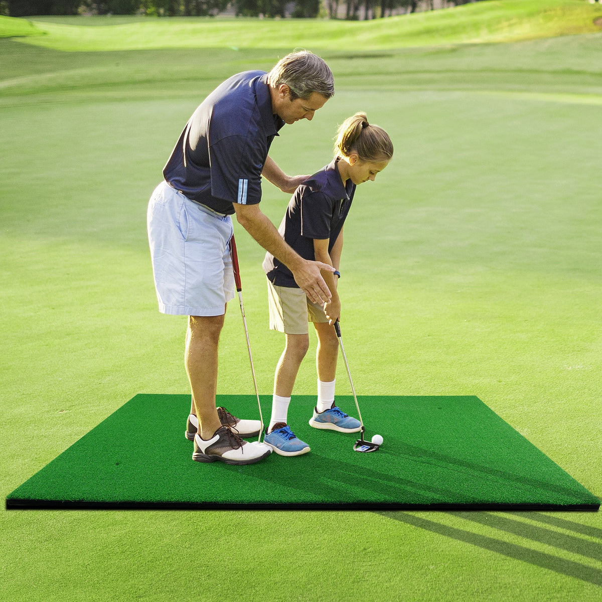 3 x 5 Feet Golf Hitting Mat with 3 Rubber Tees - Realistic Practice for Indoor & Outdoor