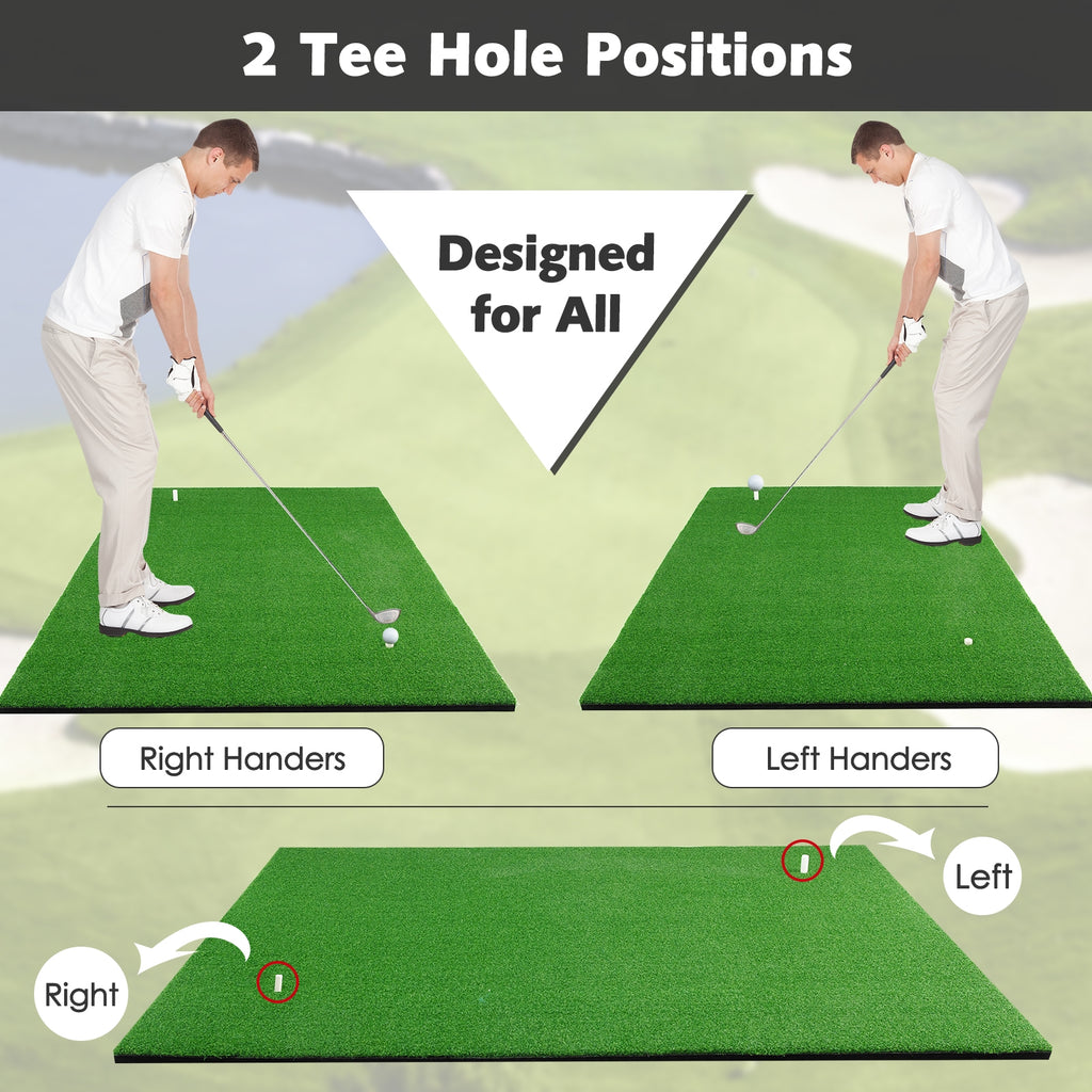 3 x 5 Feet Golf Hitting Mat with 3 Rubber Tees - Realistic Practice for Indoor & Outdoor