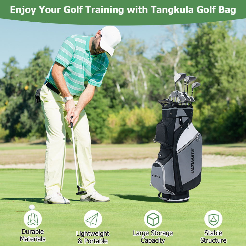 14-Way Golf Cart Stand Bag with Waterproof Rain Hood - Durable & Spacious