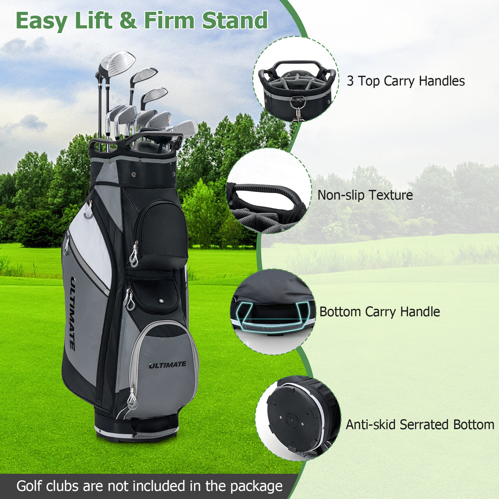 14-Way Golf Cart Stand Bag with Waterproof Rain Hood - Durable & Spacious