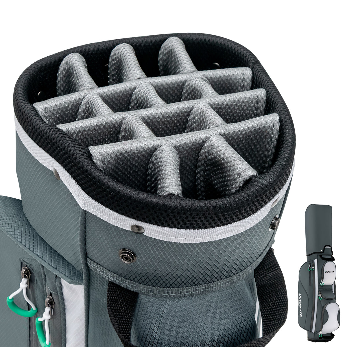 14-Way Golf Cart Bag with 7 Zippered Pockets, Cooler & Rain Hood