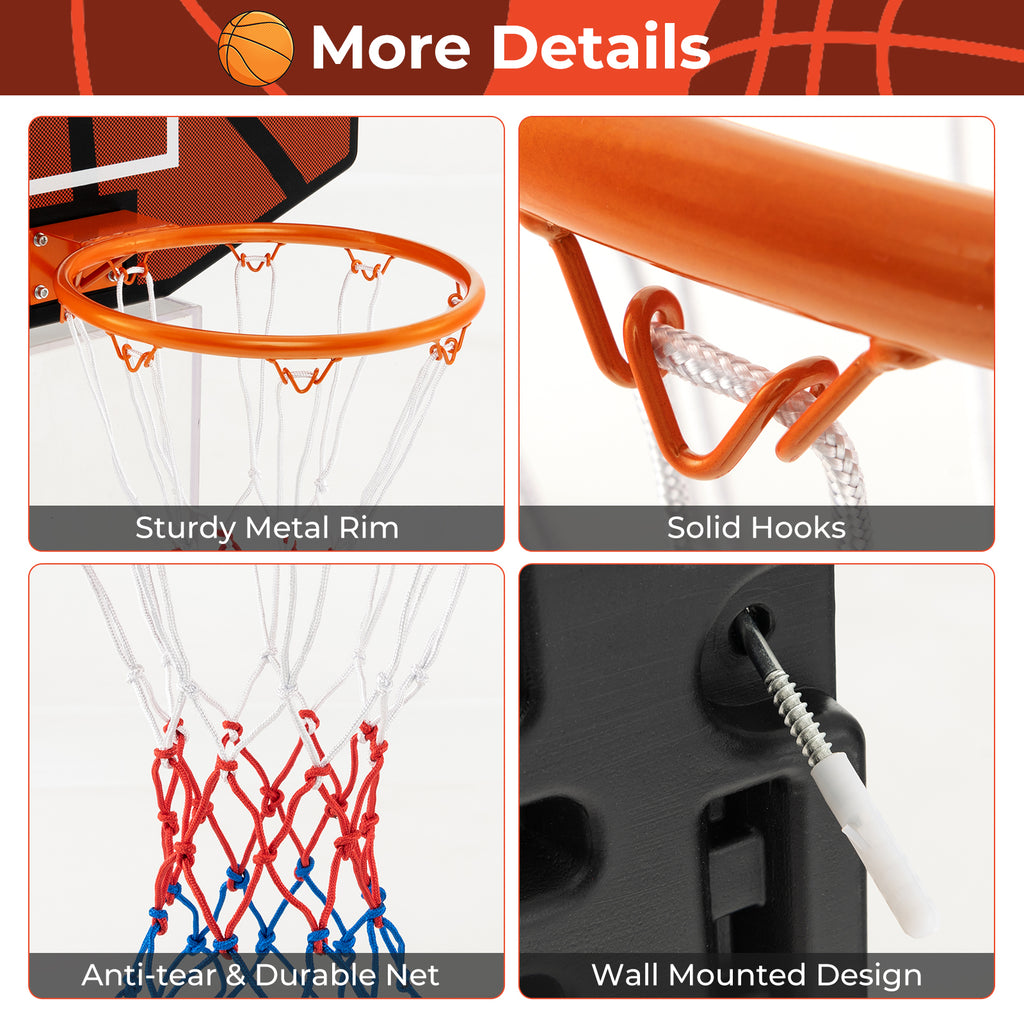 Indoor Outdoor Basketball Game with 11.5-Inch Shatterproof Backboard & Wall Mount