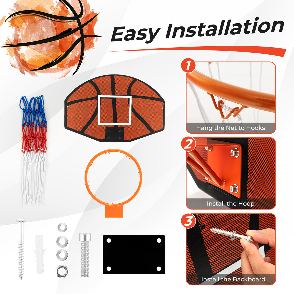 Indoor Outdoor Basketball Game with 11.5-Inch Shatterproof Backboard & Wall Mount