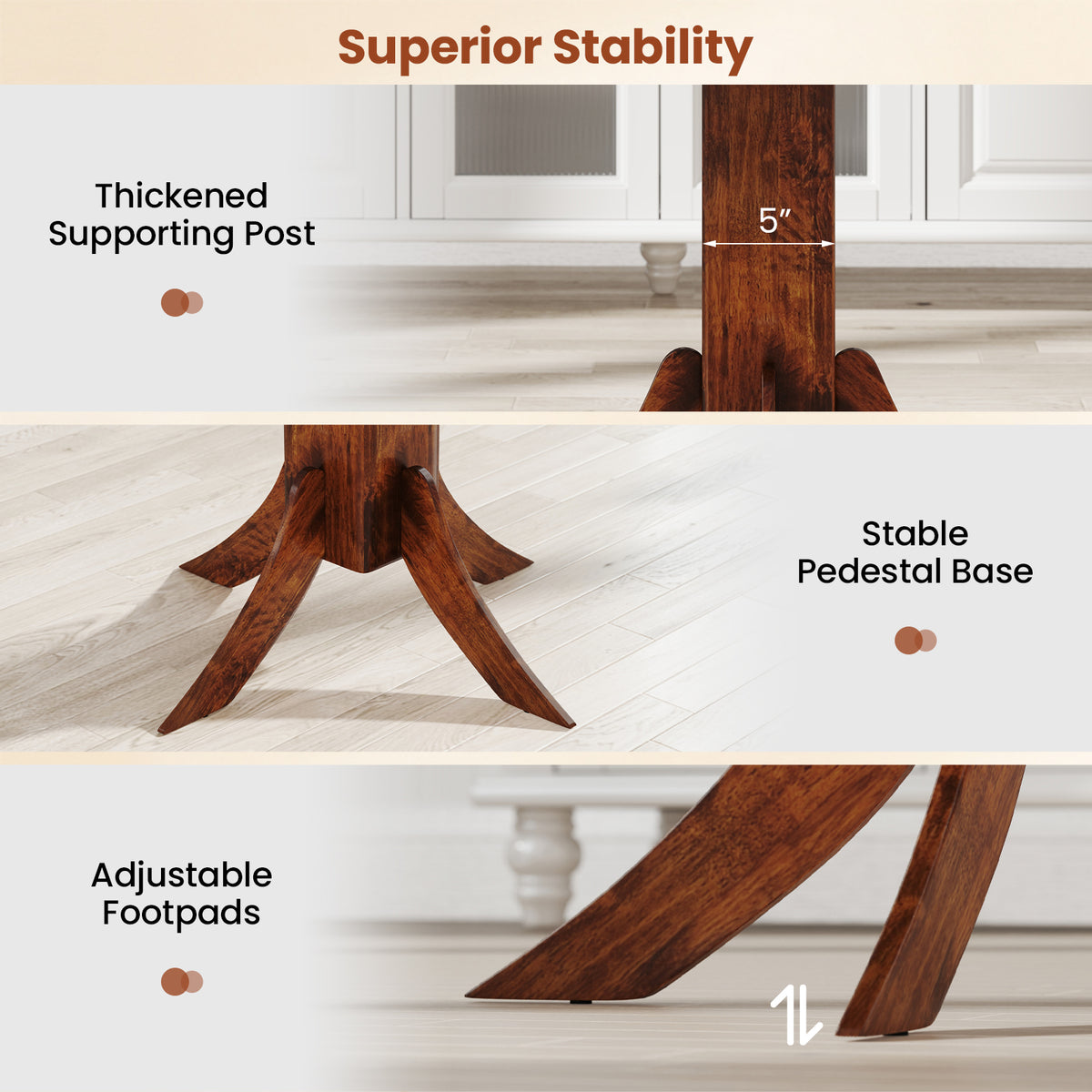 Square Dining Table with Pedestal Base, Walnut
