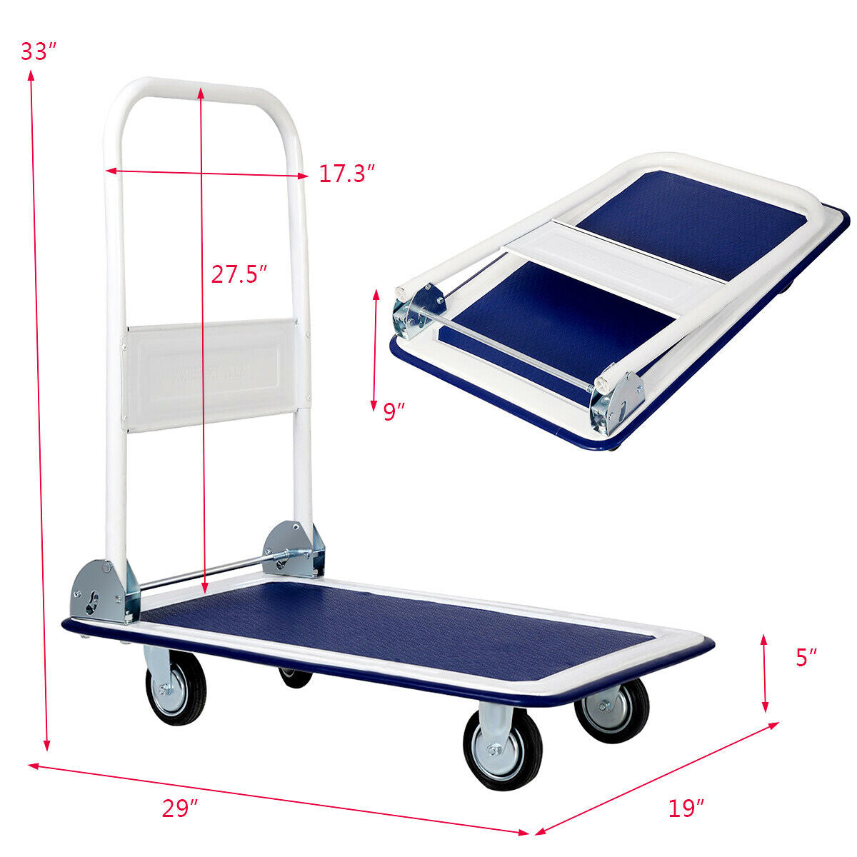 Platform Cart Dolly Foldable Warehouse Push Hand Truck