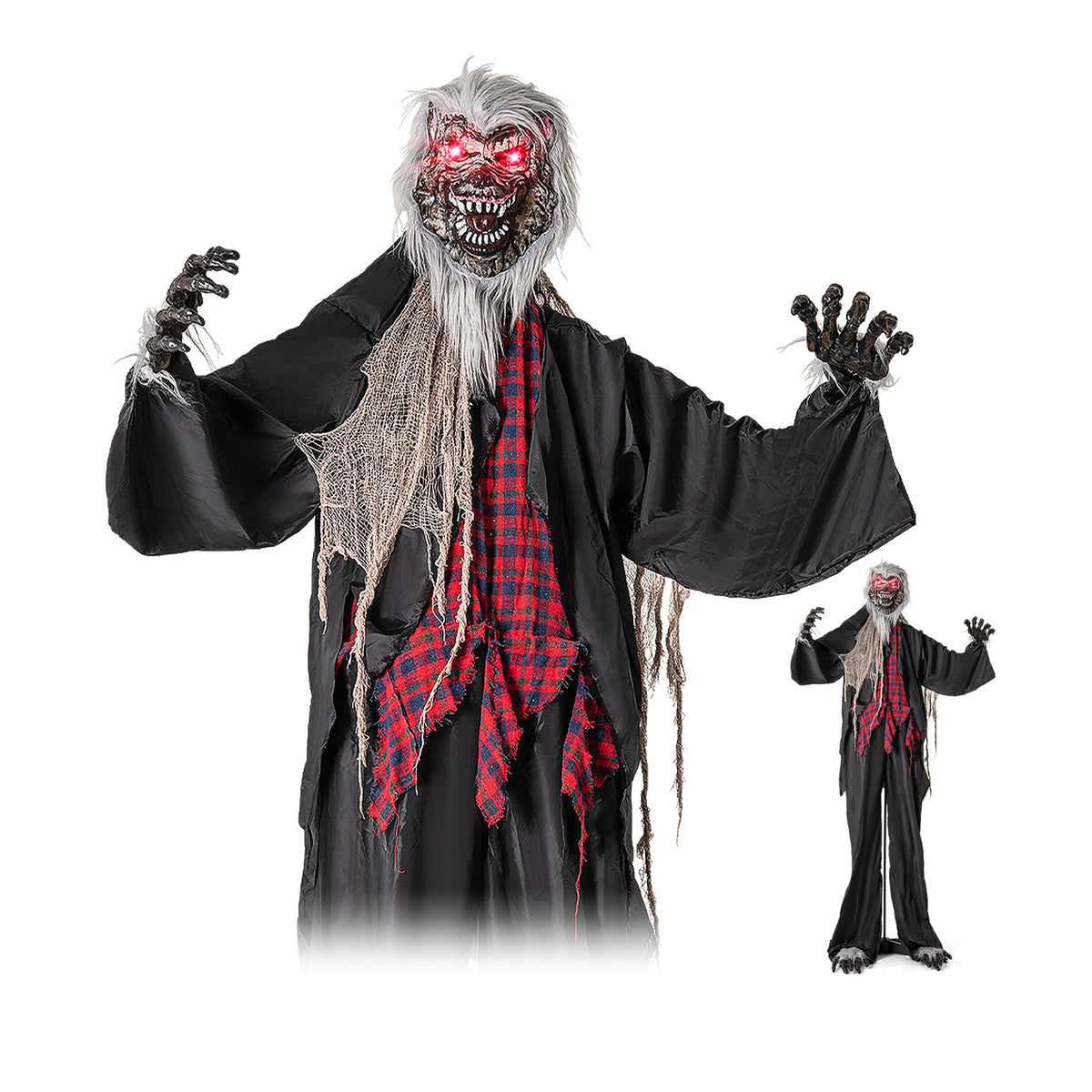 4.5ft Animatronic Clown with Pre-Recorded Phrases and LED Eyes - Creepy Halloween Decoration (Variation: Clown)
