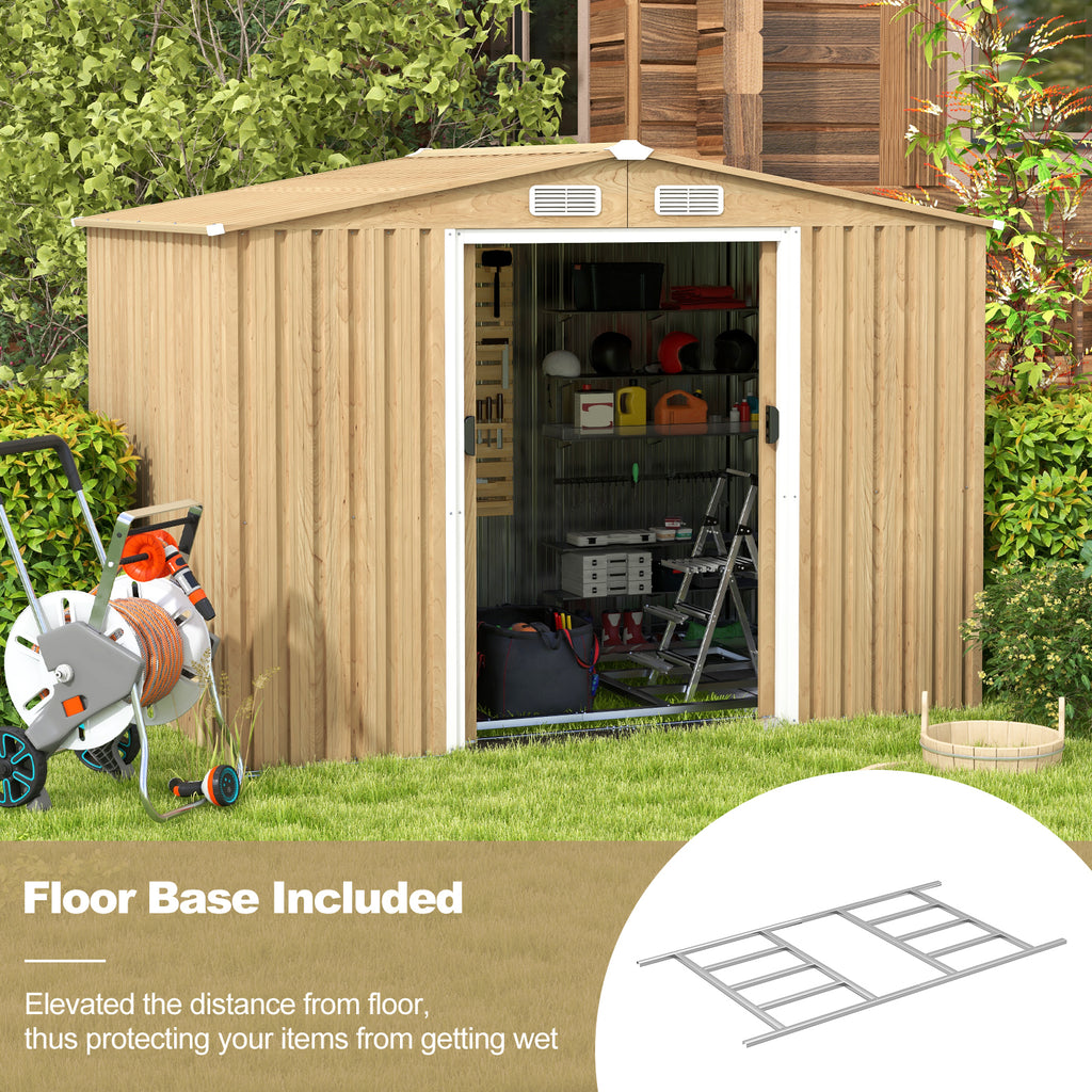 Weather Resistant Galvanized Steel Shed with Tilted Roof for Backyard