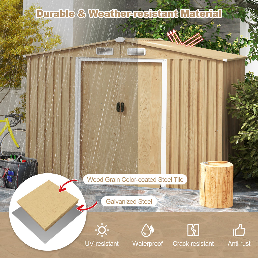 Weather Resistant Galvanized Steel Shed with Tilted Roof for Backyard