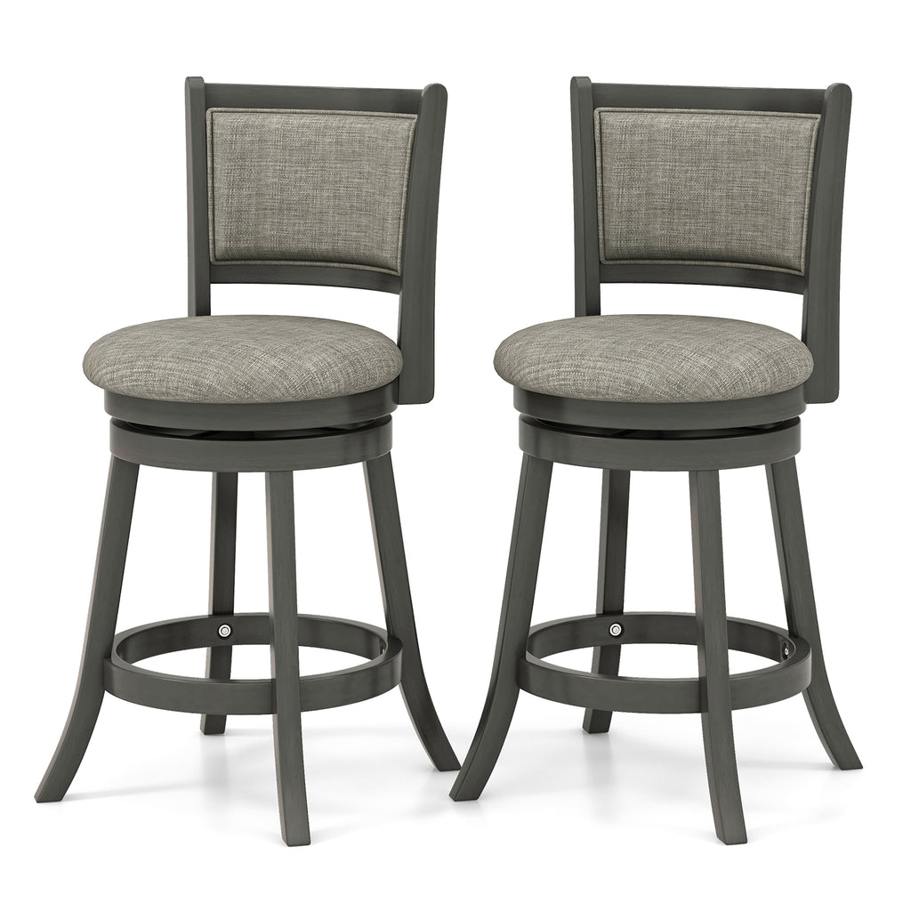 Upholstered Bar Stools Set of 2 - Back, L