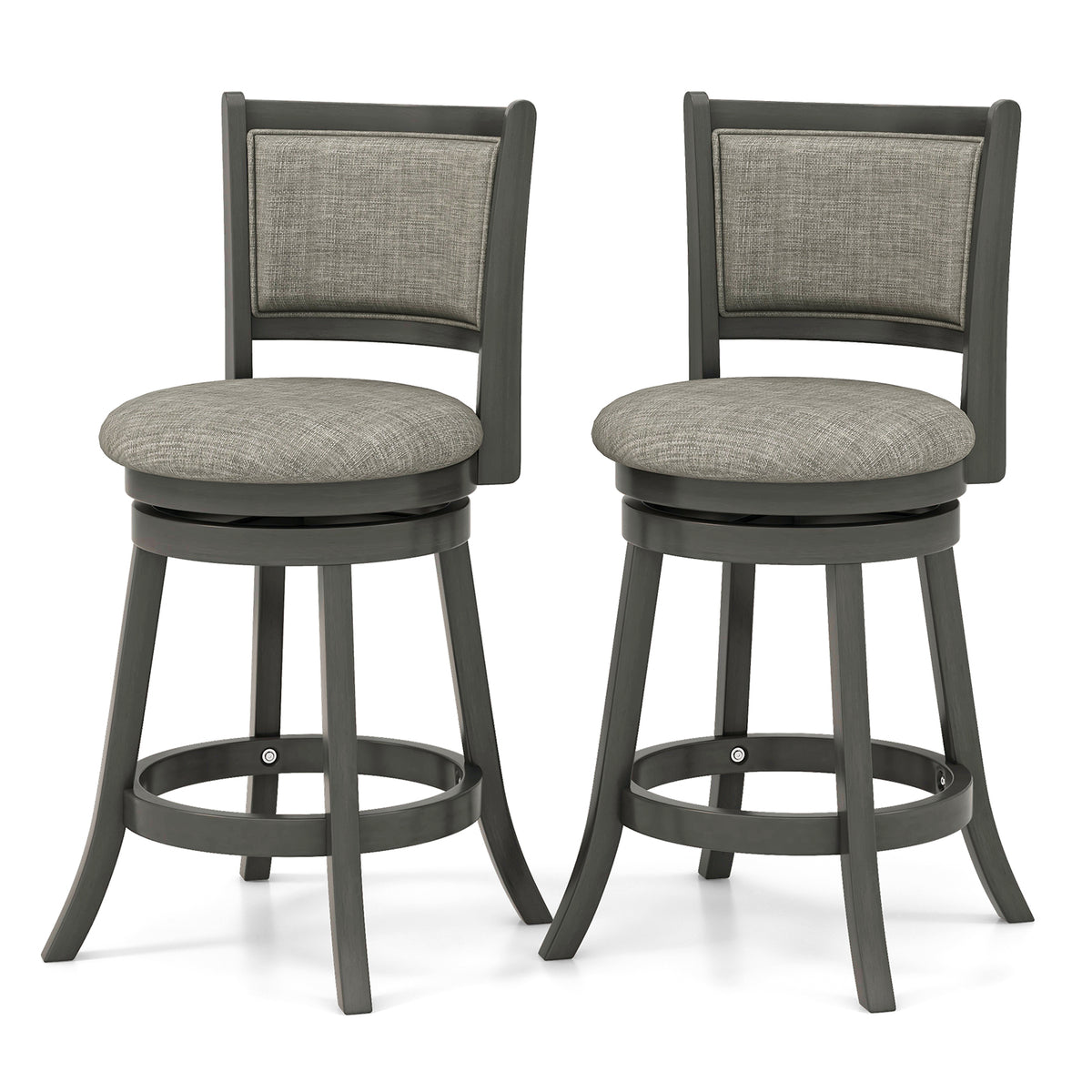 25-Inch Bar Stools Set of 2 with Backrest - X-Back