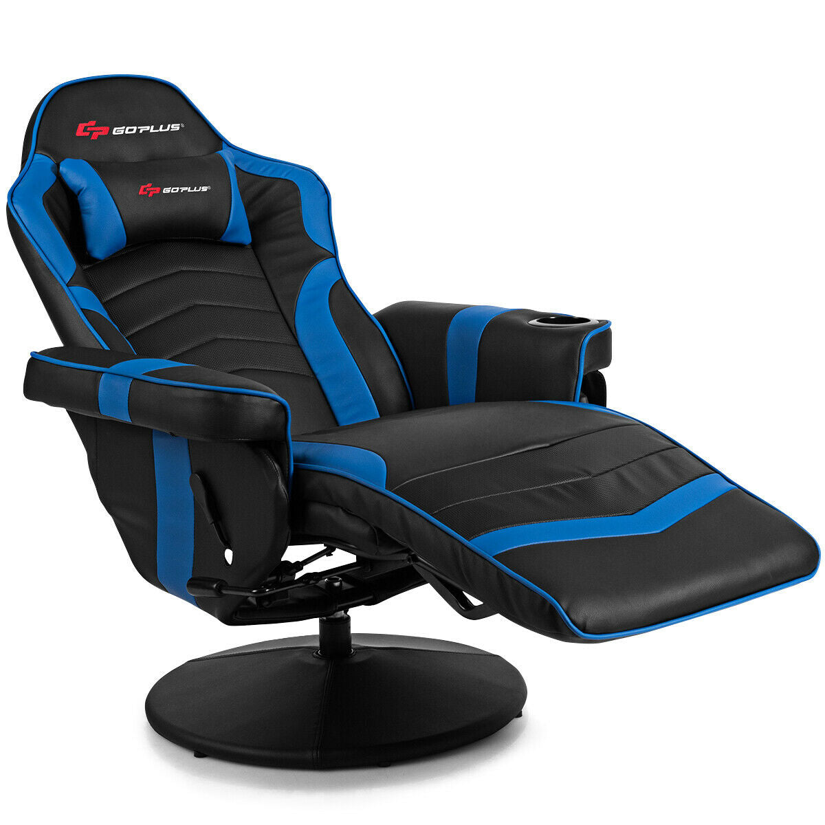 Ergonomic Gaming Chair with Massage & Footrest - Blue