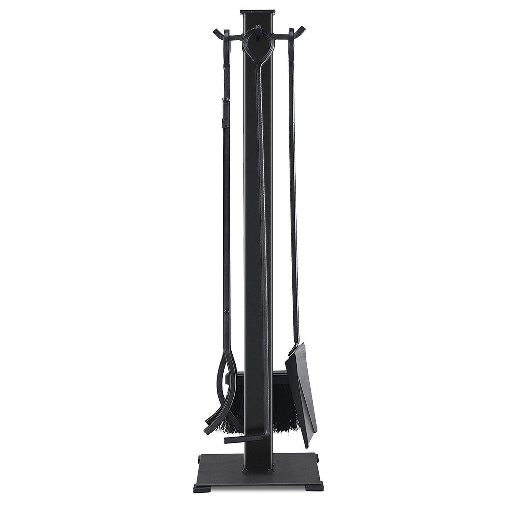 5-Piece Fireplace Tool Set with Rustic Handles – Steel