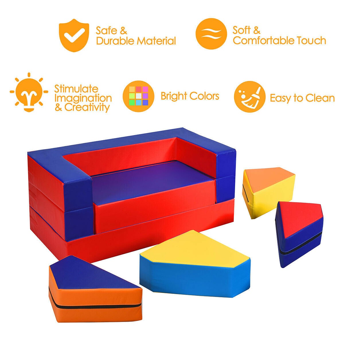 Kids Climb and Crawl Foam Playset - 8 Pieces, Multicolor, 4-in-1