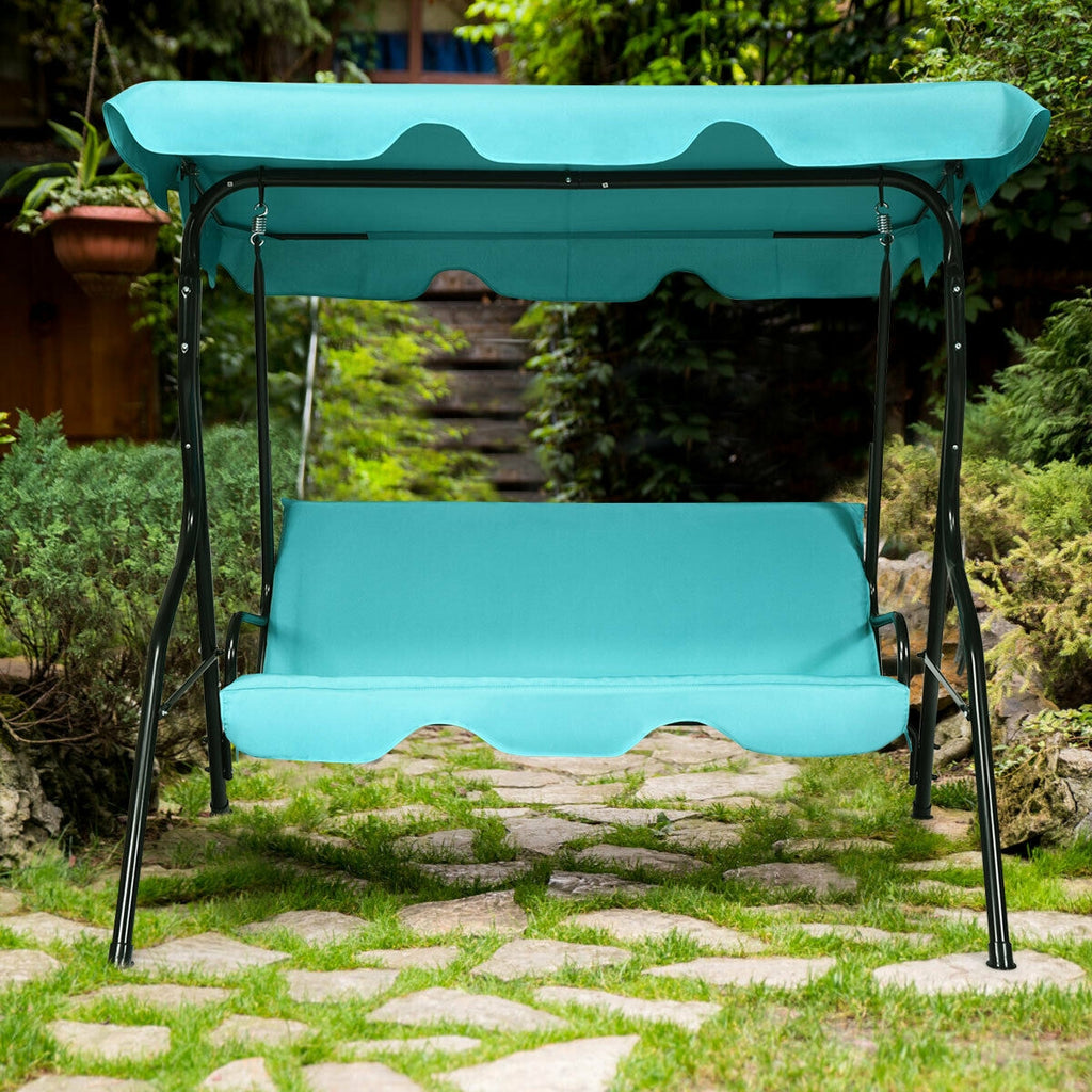 3-Seat Outdoor Patio Swing with Canopy - 51" Red