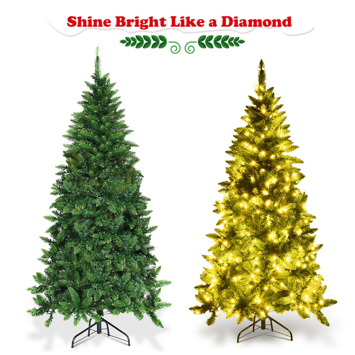 6 Ft Pre-Lit Artificial Half Christmas Tree with 8 Flash Modes - Indoor Outdoor