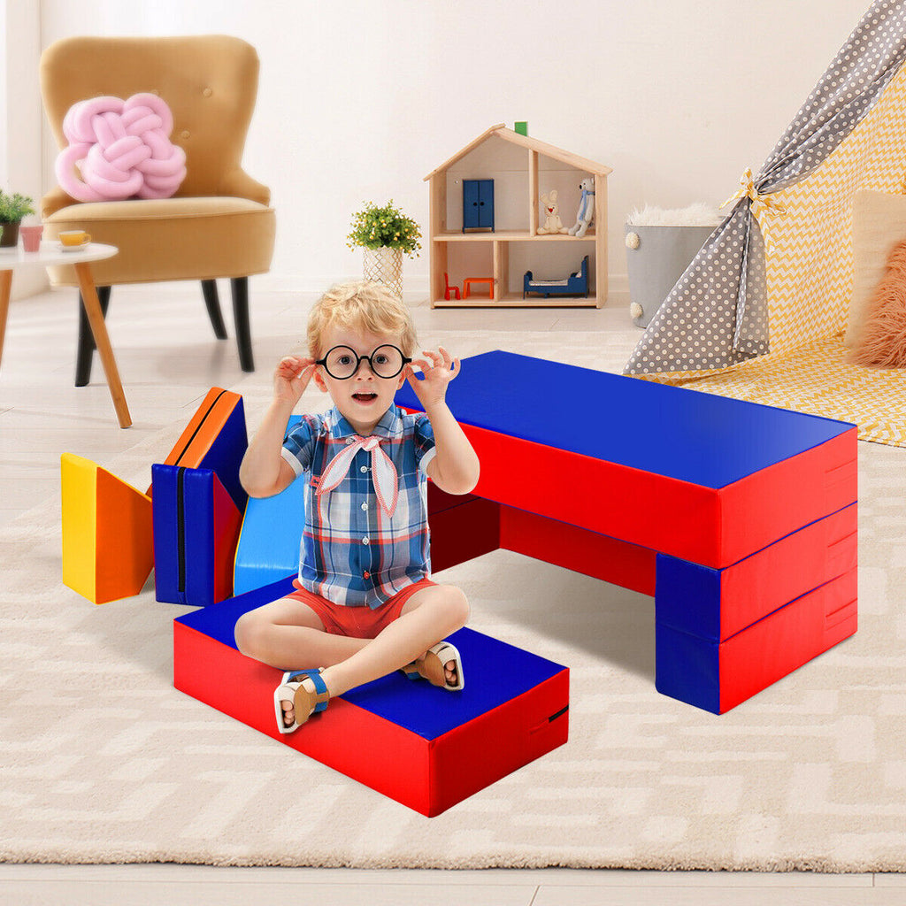 Kids Climb and Crawl Foam Playset - 8 Pieces, Multicolor, 4-in-1