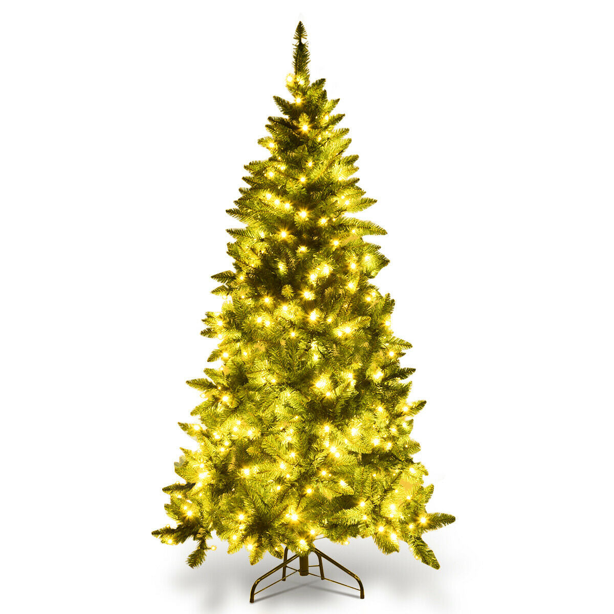 6 Ft Pre-Lit Artificial Half Christmas Tree with 8 Flash Modes - Indoor Outdoor