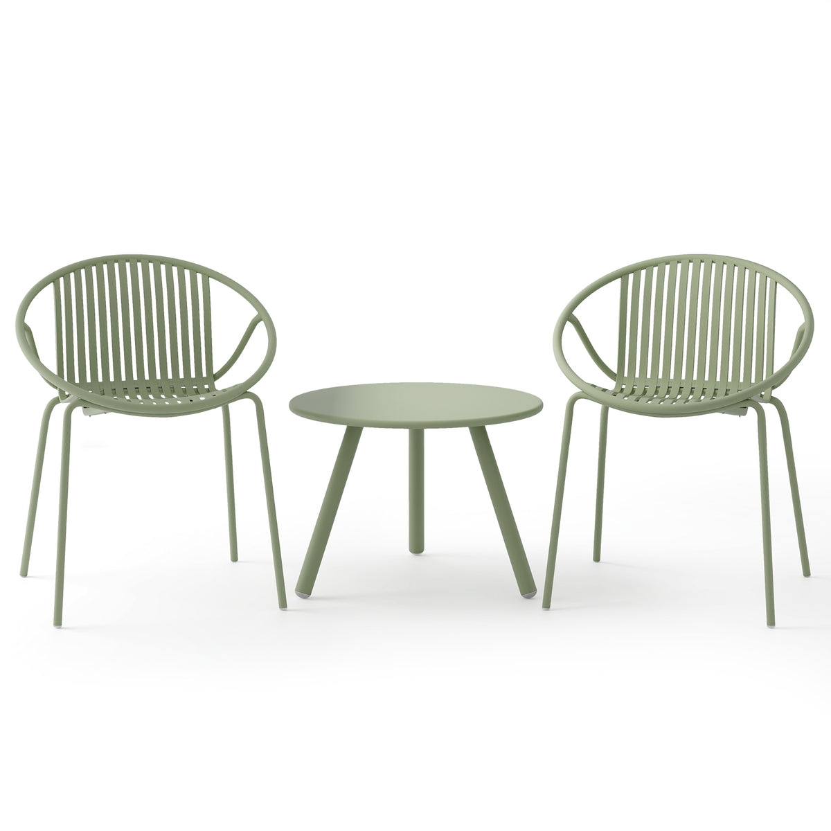 All Weather PP Patio Conversation Set with Round Coffee table and 2