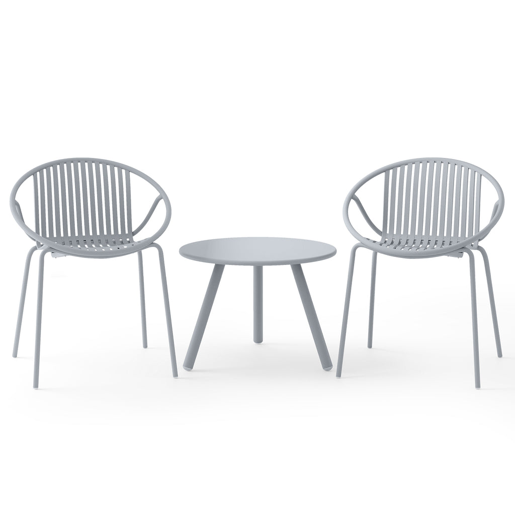 All Weather PP Patio Conversation Set with Round Coffee table and 2
