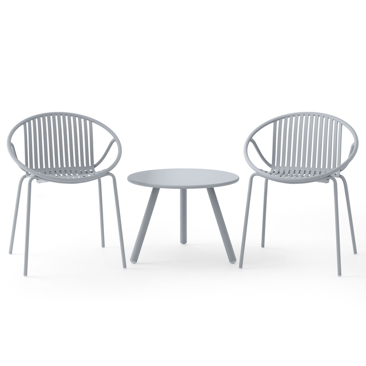All Weather PP Patio Conversation Set with Round Coffee table and 2