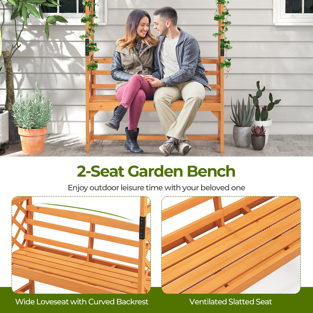 6.5 FT Tall Patio Garden Arbor with Pergola and 2-Seat Bench for