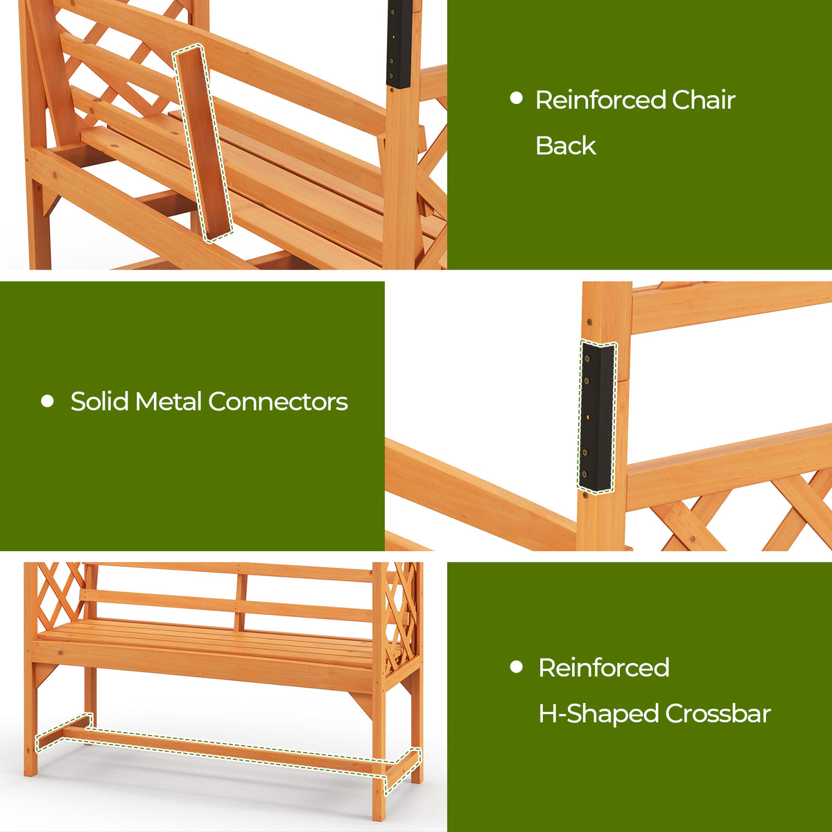 6.5 FT Tall Patio Garden Arbor with Pergola and 2-Seat Bench for