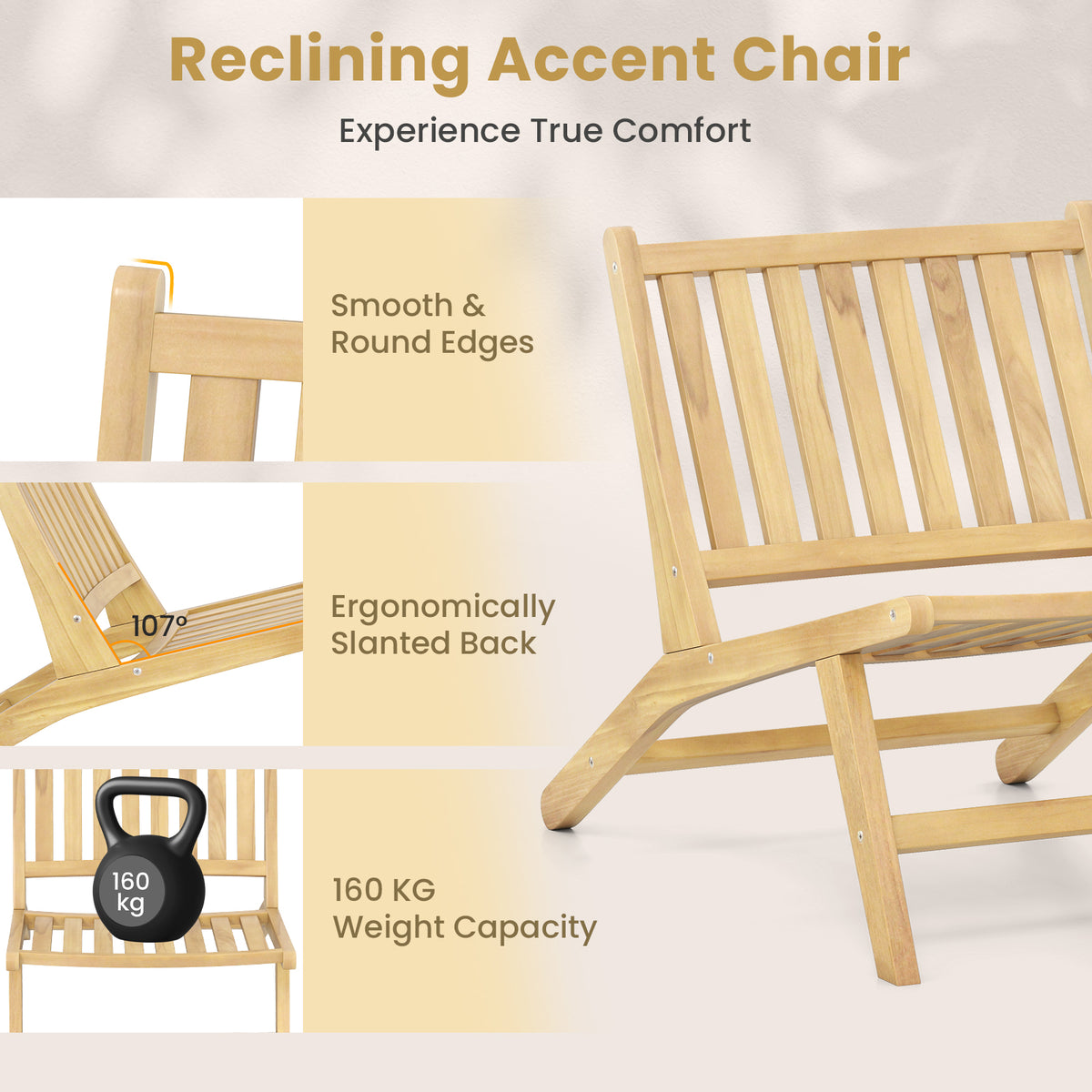 Teak Wood Outdoor Reclining Chair