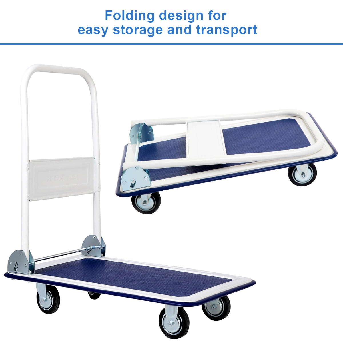 Platform Hand Truck Dolly, 330 lbs, Foldable – Light Blue