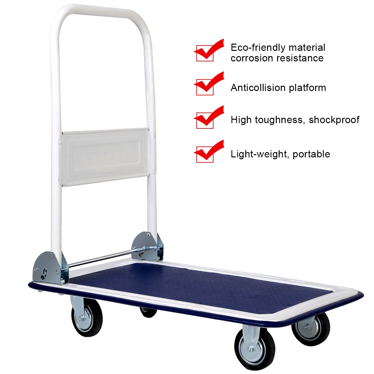 Platform Hand Truck Dolly, 330 lbs, Foldable – Light Blue