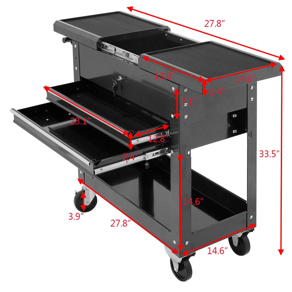Rolling Mechanics Tool Cart Slide Top Utility Storage Cabinet