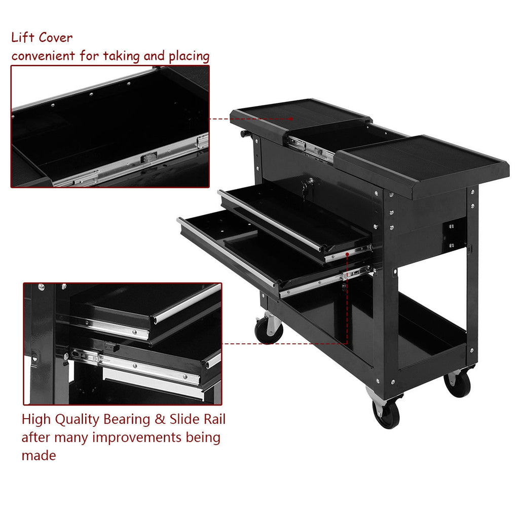 Rolling Mechanics Tool Cart Slide Top Utility Storage Cabinet