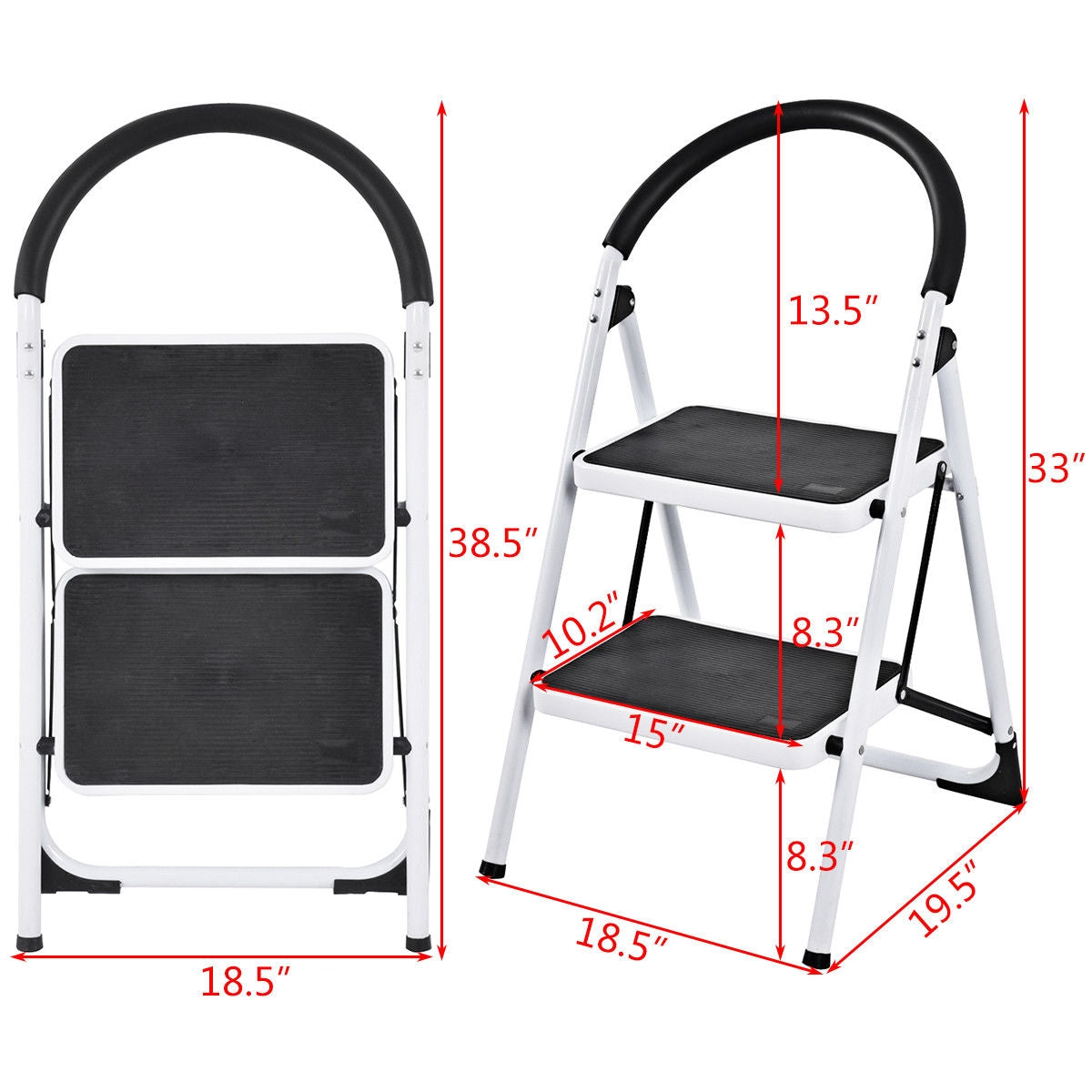 2-Step Folding Stool with Anti-Slip Pedals