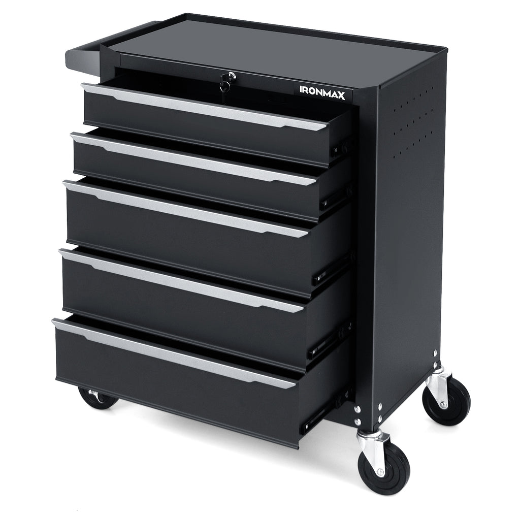 5-Drawer Tool Storage Cabinet with Wheels - Black