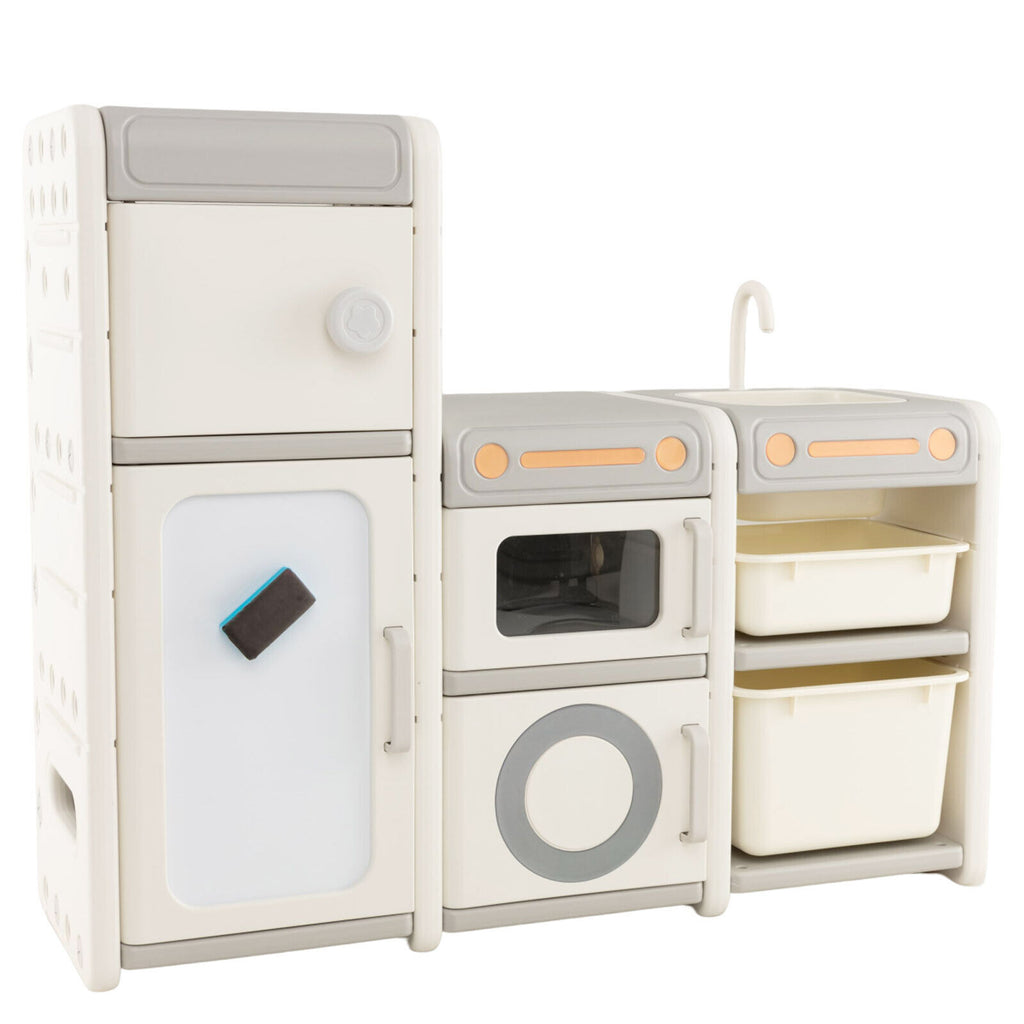 Children's Multipurpose Toy Chest Bookcase with Magnetic Whiteboard - Gray