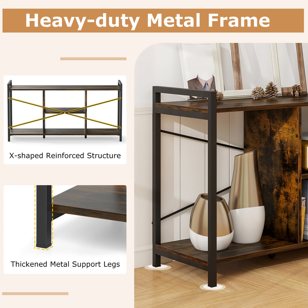 55-Inch TV Stand Industrial Entertainment Center, Rustic Brown
