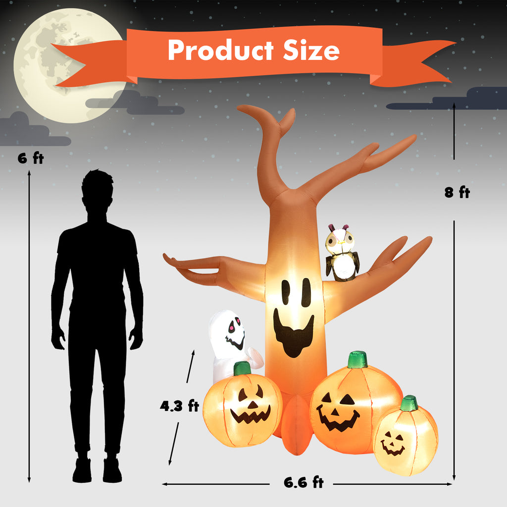 8 Feet Inflatable Dead Tree with LED Lights for Halloween Yard Decor