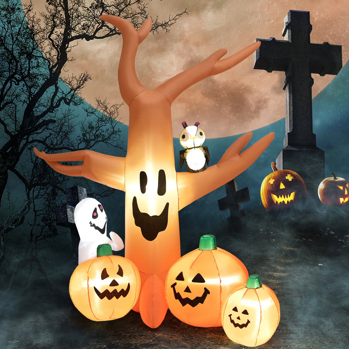 8 Feet Inflatable Dead Tree with LED Lights for Halloween Yard Decor