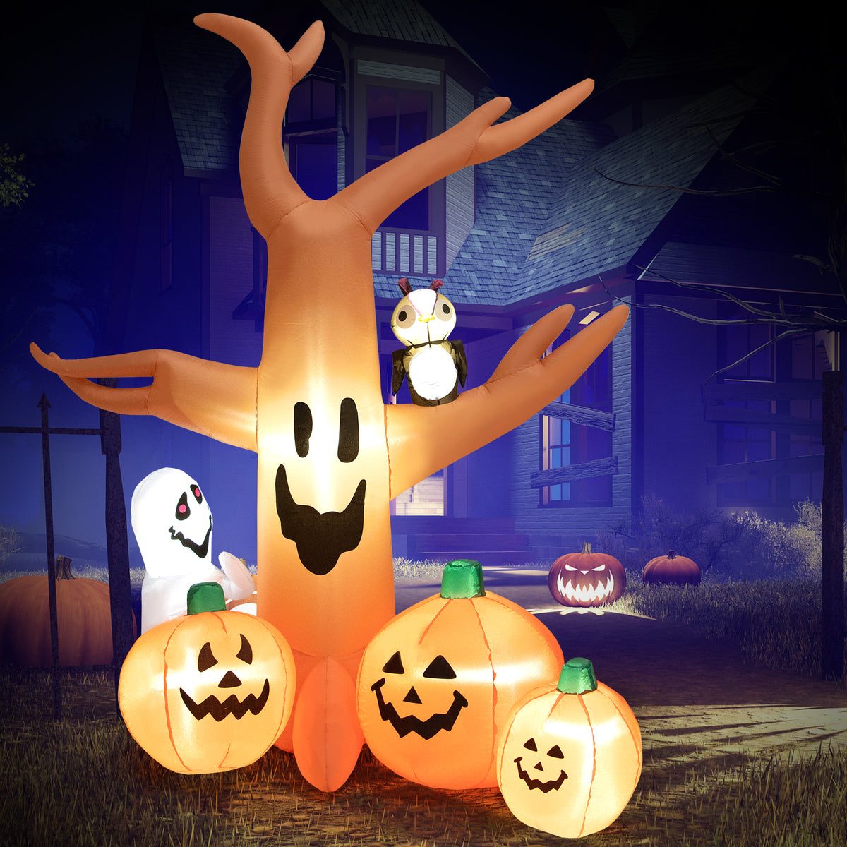 8 Feet Inflatable Dead Tree with LED Lights for Halloween Yard Decor