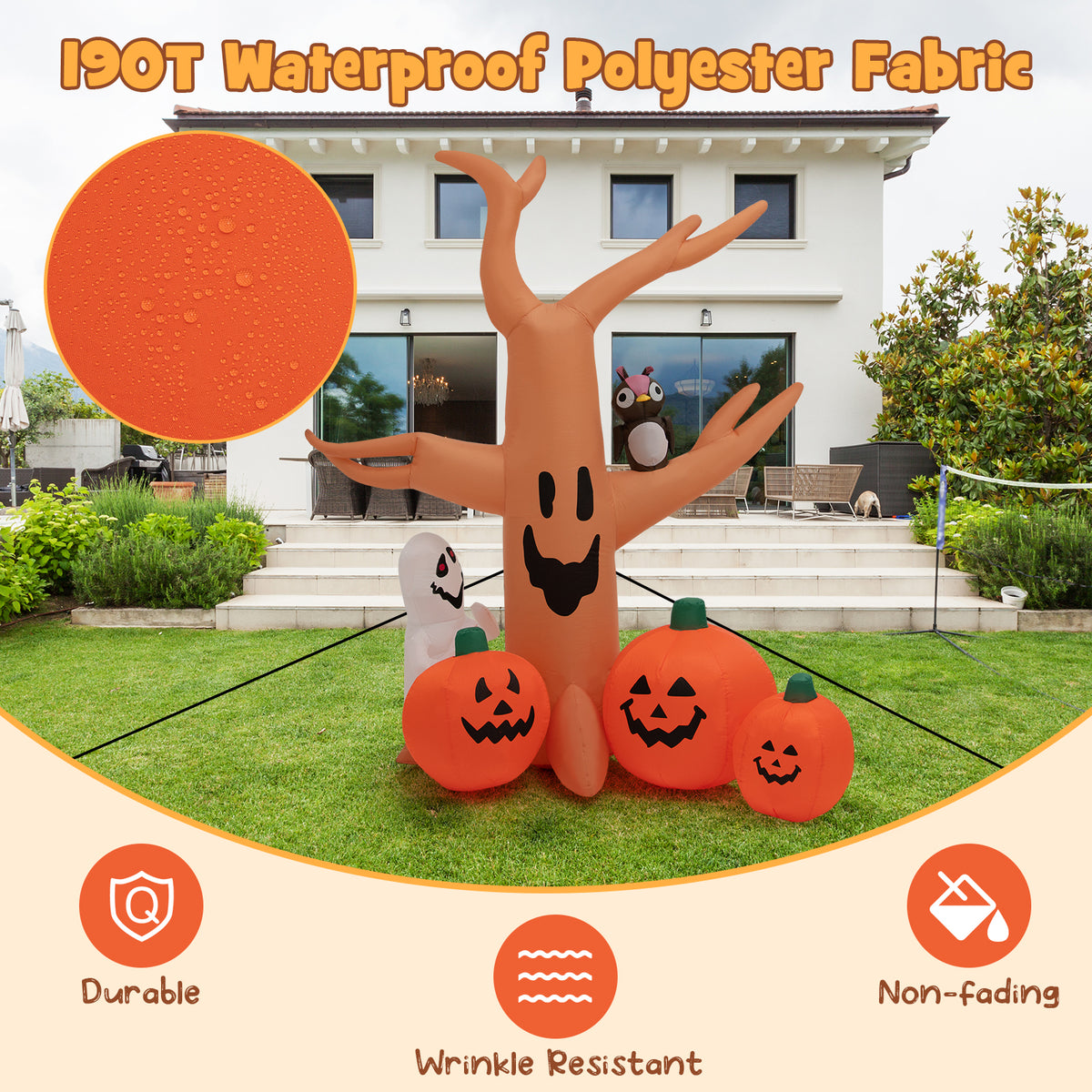 8 Feet Inflatable Dead Tree with LED Lights for Halloween Yard Decor