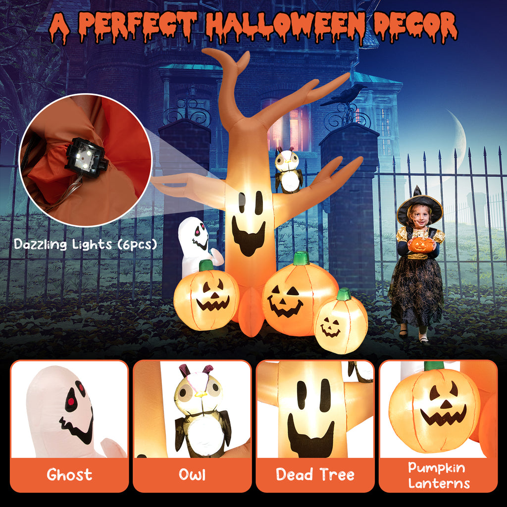 8 Feet Inflatable Dead Tree with LED Lights for Halloween Yard Decor