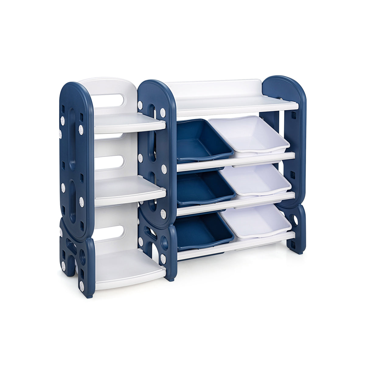 Kids Toy Storage Organizer with Bins & Multi-Layer Shelf - Blue