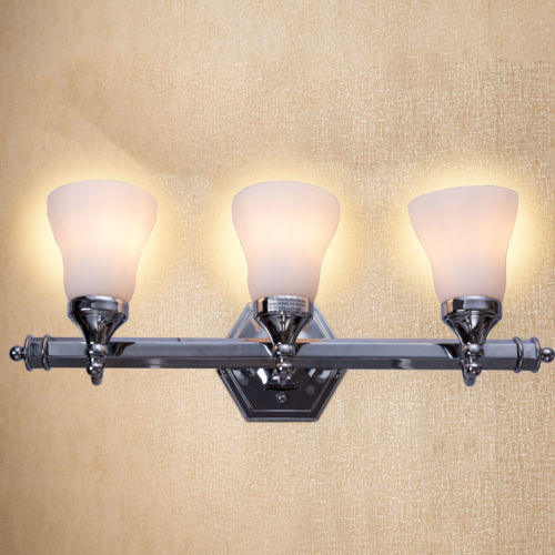 24-Inch 3-Light LED Vanity Wall Sconce Polished Chrome Frosted Glass