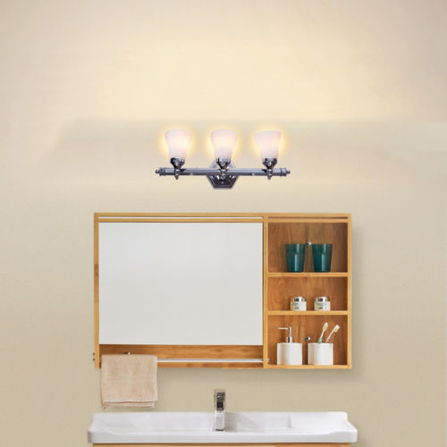 24-Inch 3-Light LED Vanity Wall Sconce Polished Chrome Frosted Glass