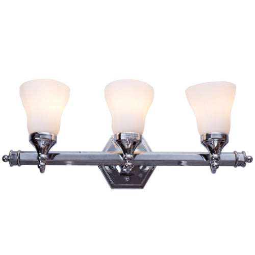24-Inch 3-Light LED Vanity Wall Sconce Polished Chrome Frosted Glass