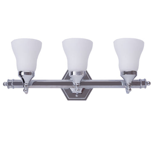 24-Inch 3-Light LED Vanity Wall Sconce Polished Chrome Frosted Glass