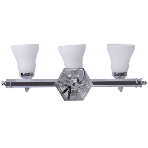 24-Inch 3-Light LED Vanity Wall Sconce Polished Chrome Frosted Glass