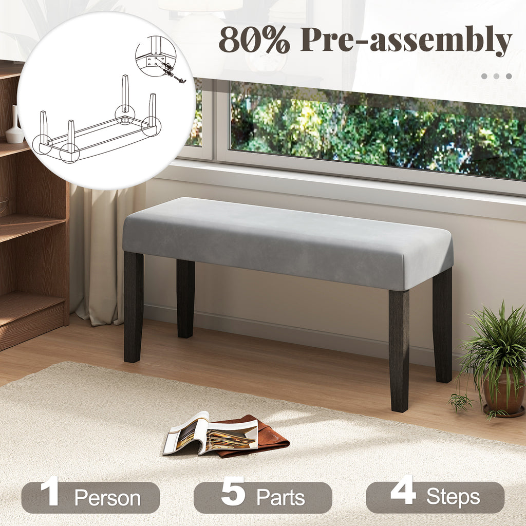End of Bed Bench with Padded Seat and Solid Wood Legs