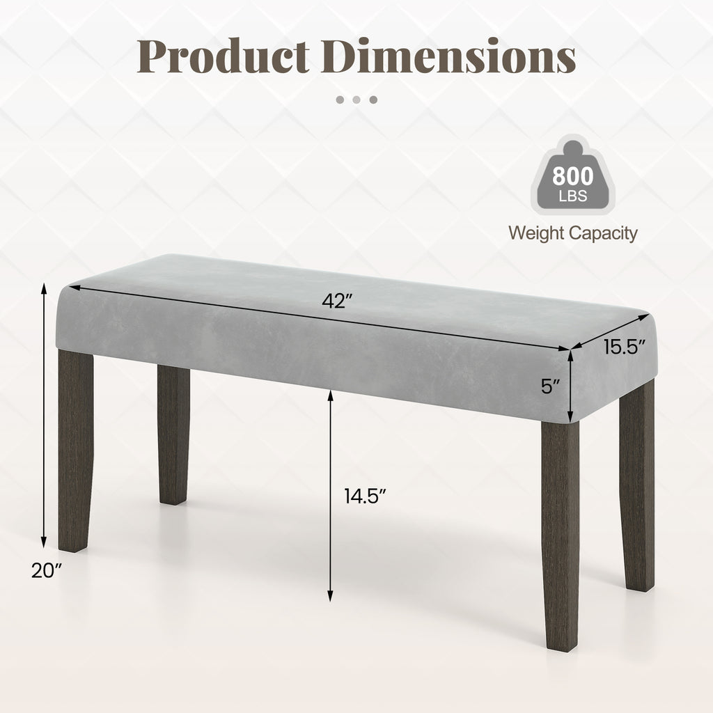 End of Bed Bench with Padded Seat and Solid Wood Legs