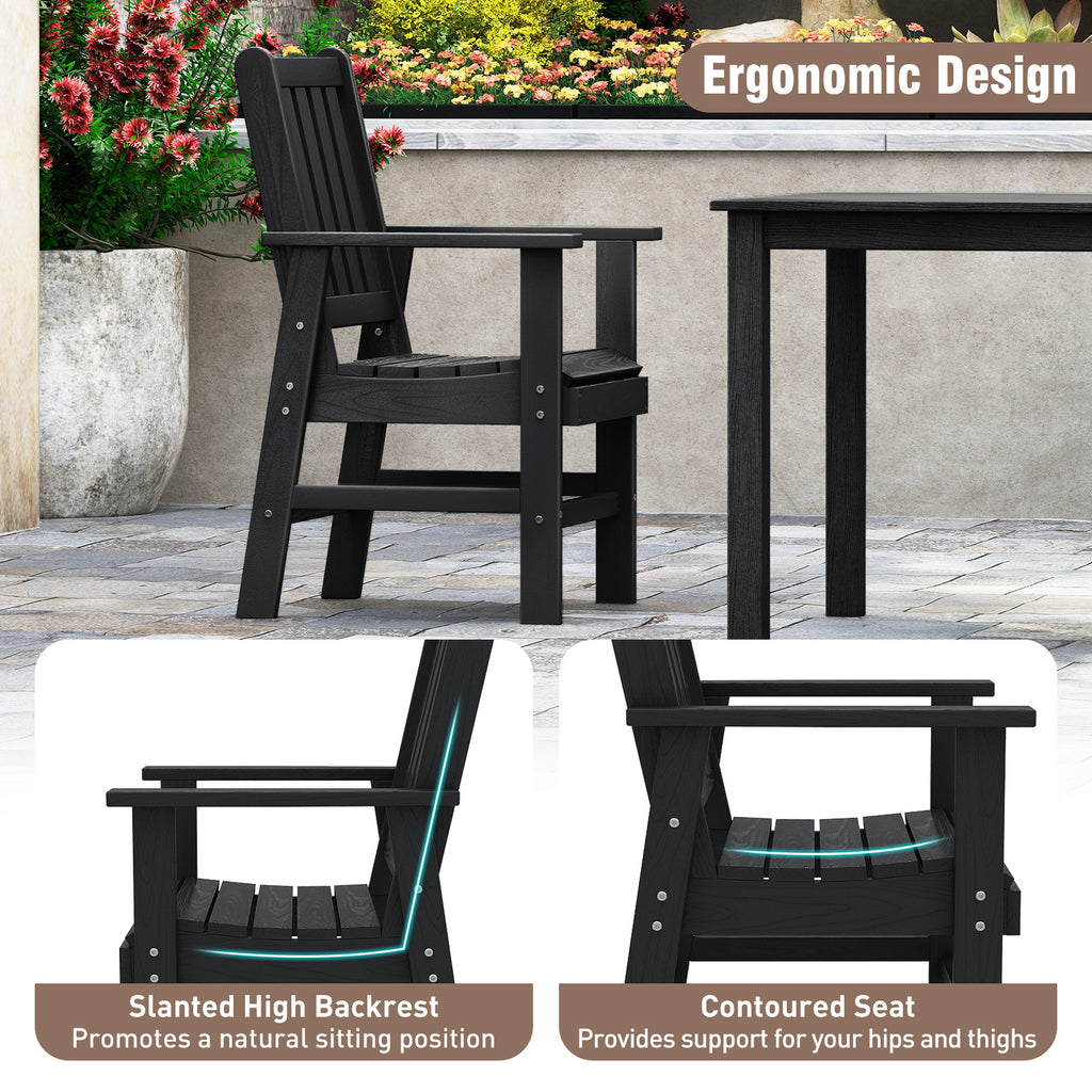 7 Pieces Patio Dining Set Outdoor HDPE Weather Resistant Table and