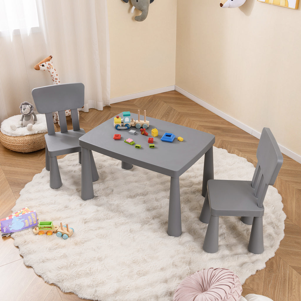 Kids Play Table and Chair Set - Gray, Multipurpose Childrens Furniture, 100 lbs Capacity